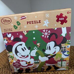 Disney Mickey & Minnie Mouse Glittery 500 pc Christmas Puzzle